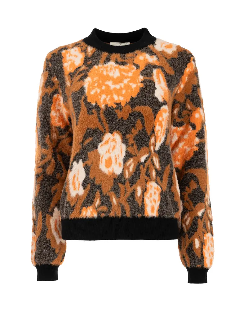 Trui Opaline LS-RMJ Furry Print Knit | Ginger Brown-Black