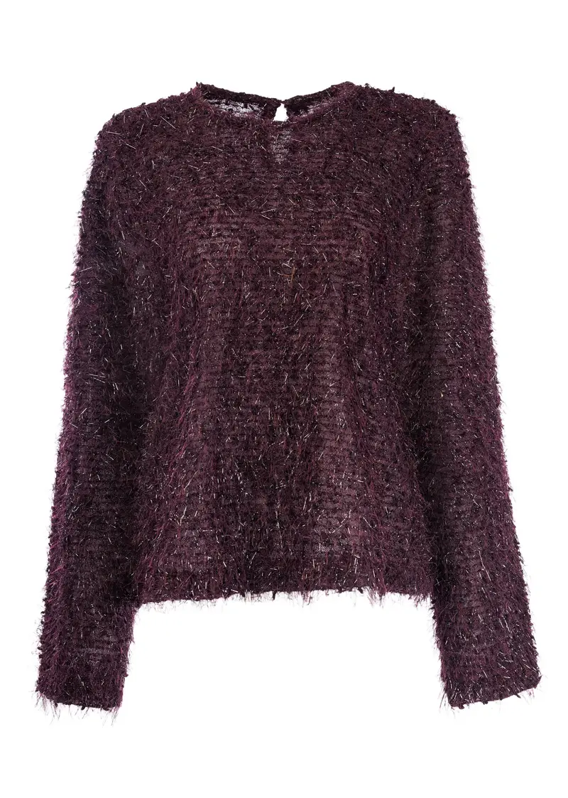 Trui Surrey LS-RMJ Shiny Brushed Knit | Grape Wine