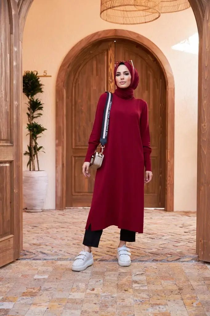 Tuniek jurk lang | Bordeaux