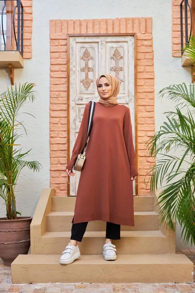 Tuniek jurk lang | Bruin