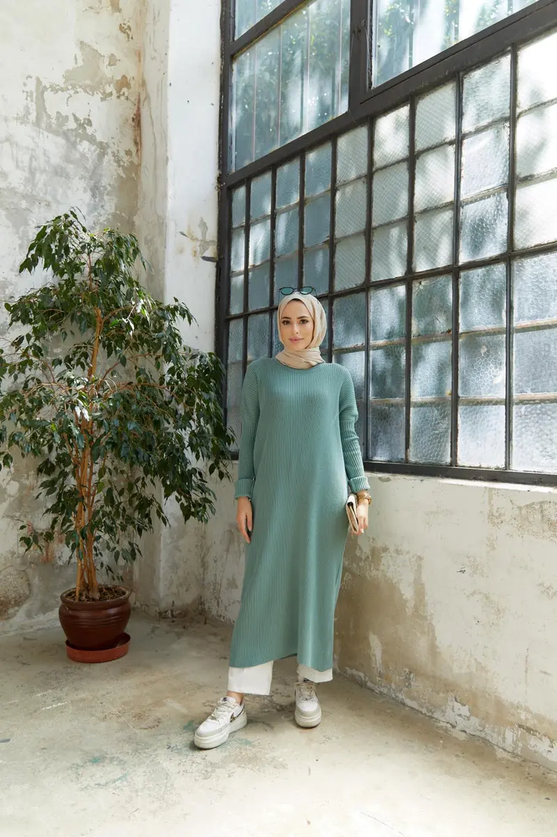 Tuniek trui dames lang | Mintgroen kleur