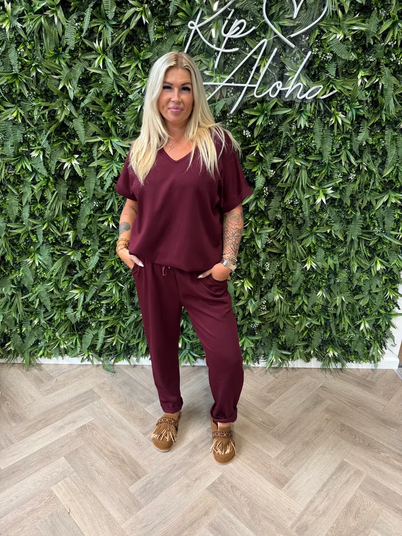 Tweedelig jogger set uni bordeaux