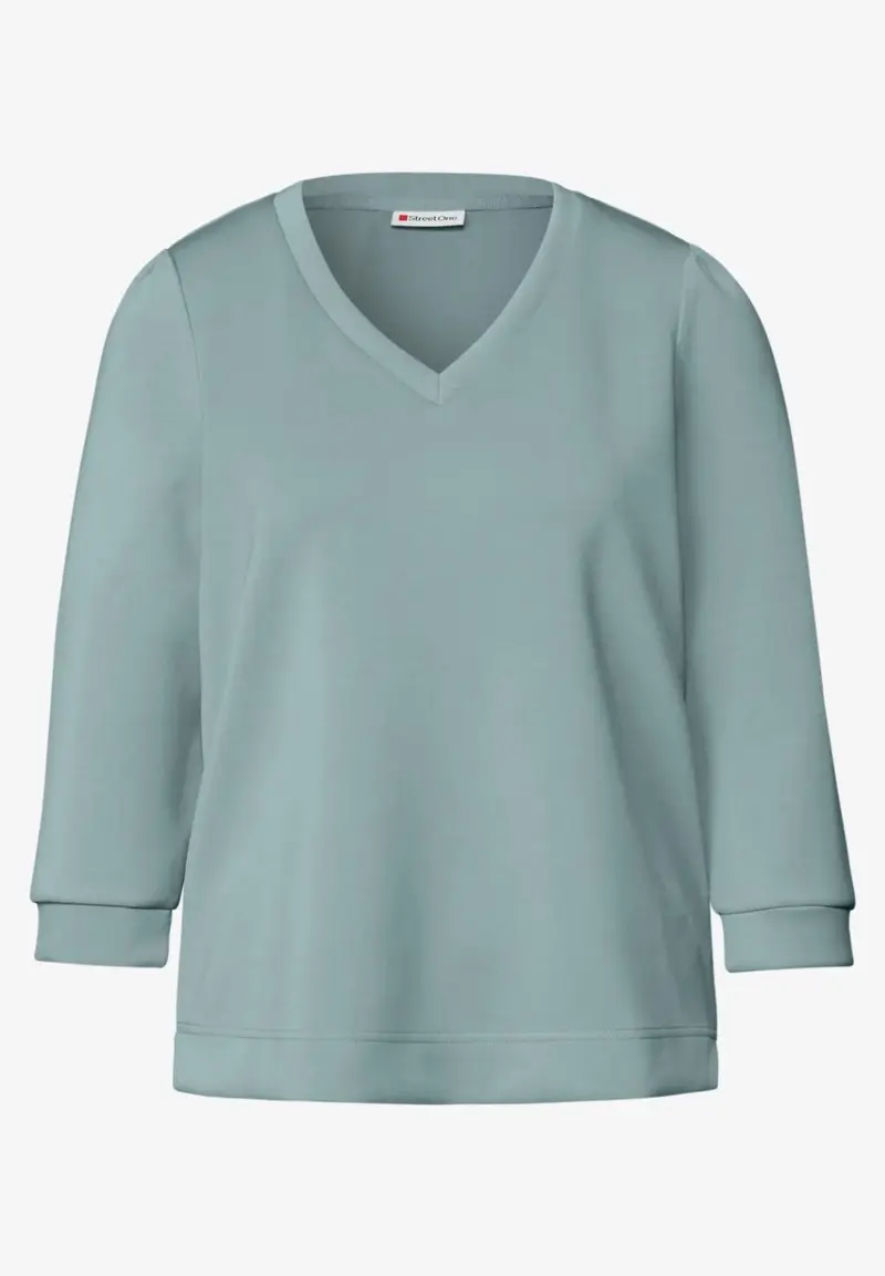 v-neck silk look shirt w.gath