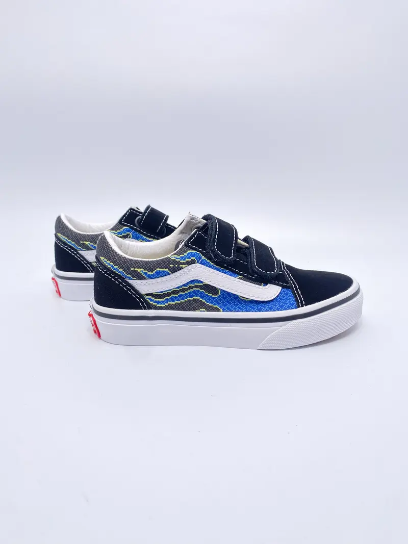 Vans old skool V pixel flame black/blue