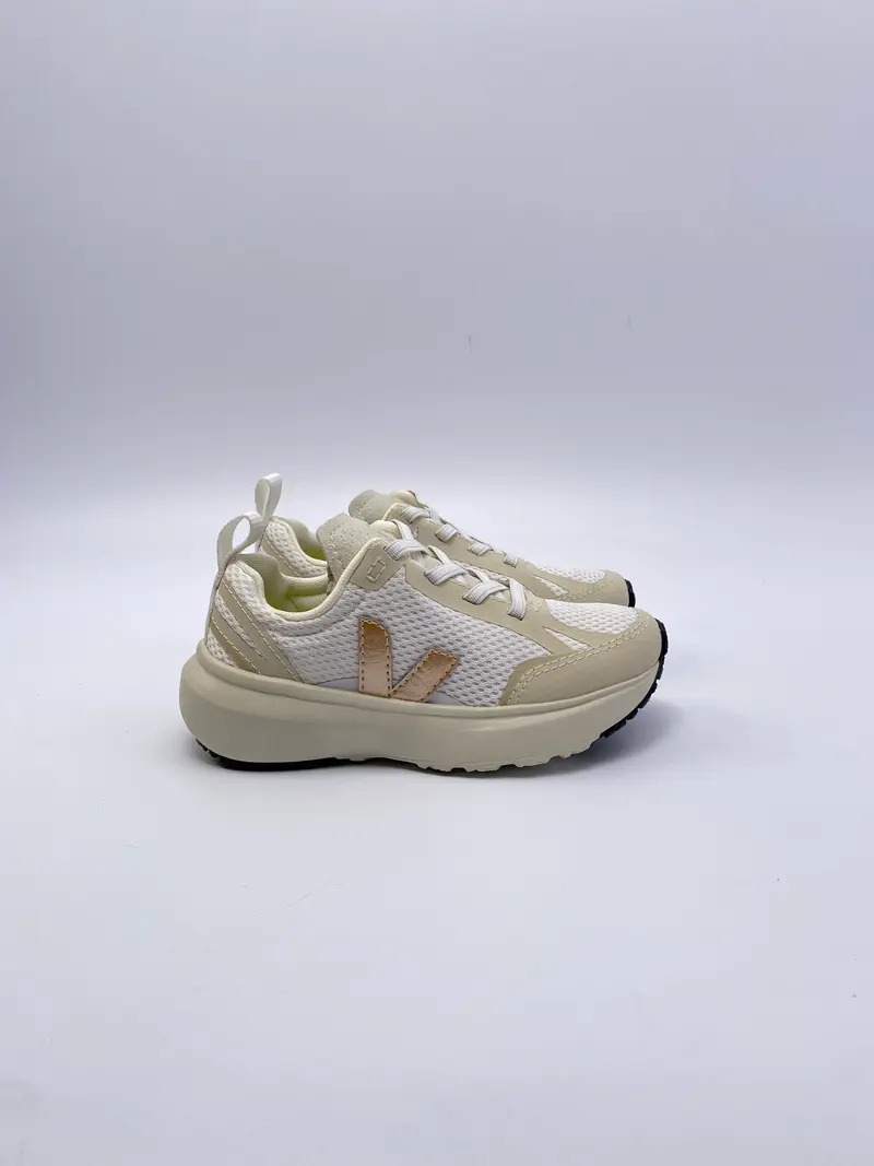 Veja runner small canary white platina alveomash beige goud