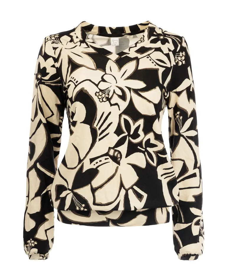 Veraya LS Black Pistel Flower Tricot | Black