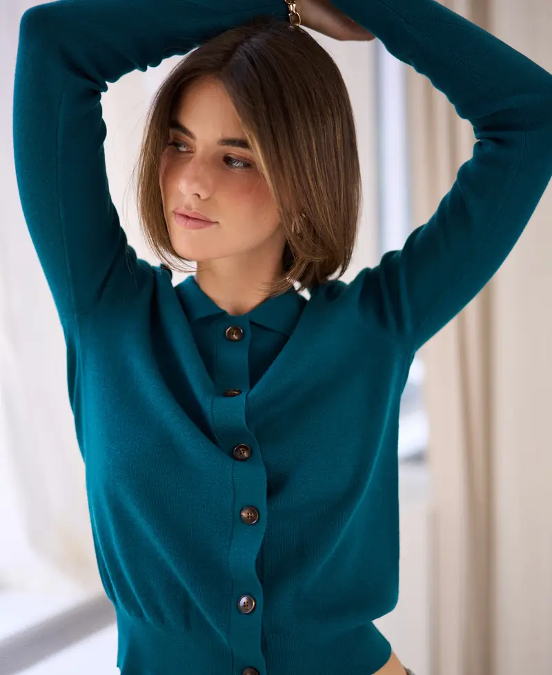 Vest polokraag LES TREIZE Dark Teal