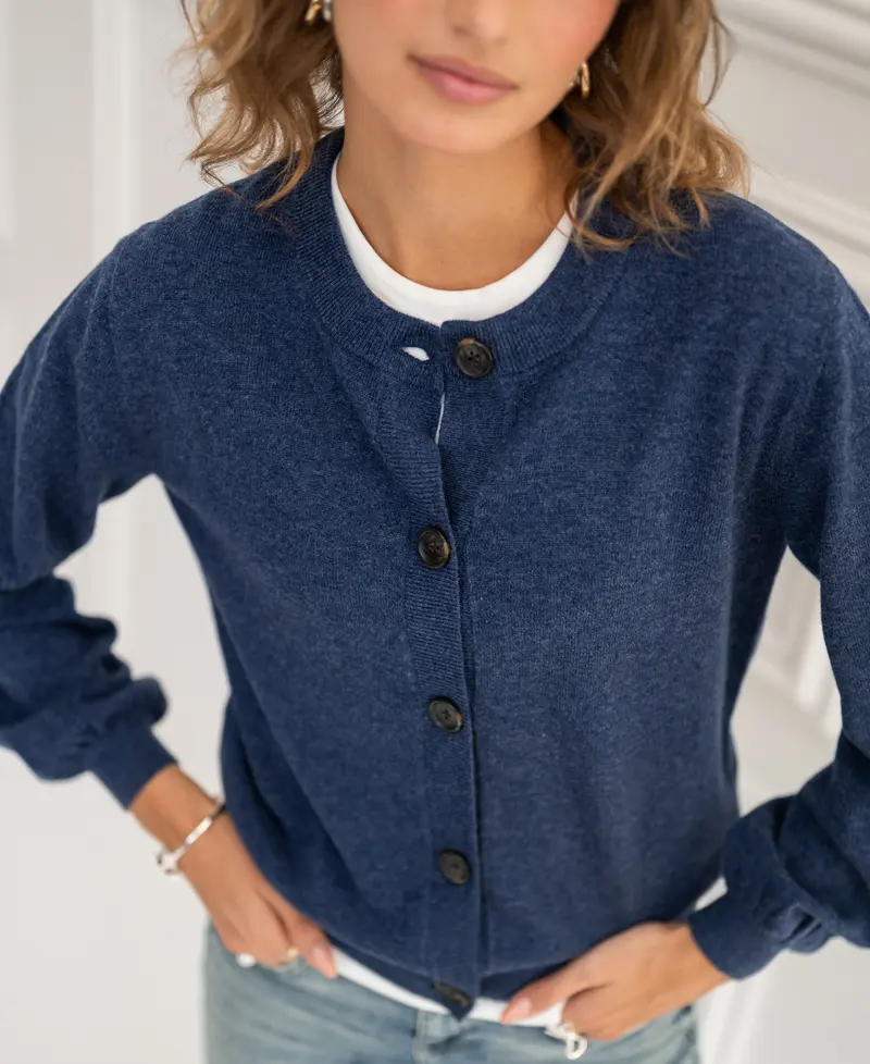Vest ronde hals LA LEA Indigo blue