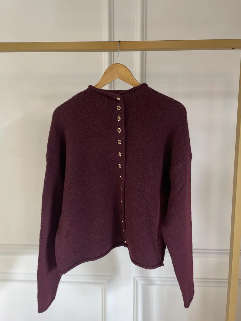 Vestje gold button 3-316 Bordeaux