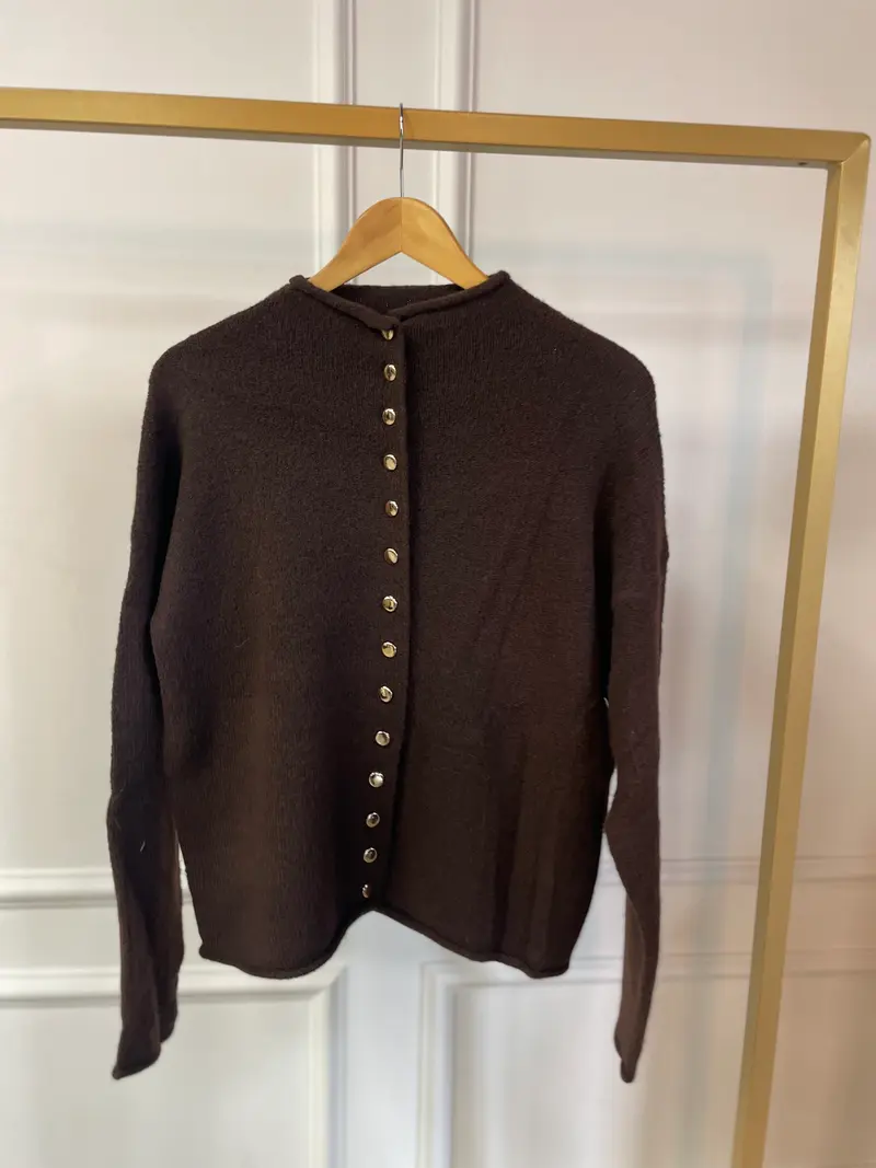 Vestje gold button 3-316 Brown