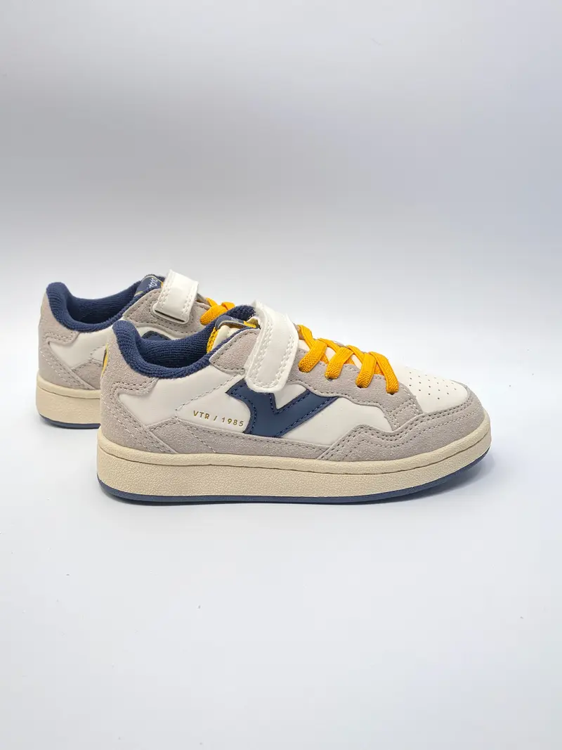 Victoria sneaker marino gele veters klitteband
