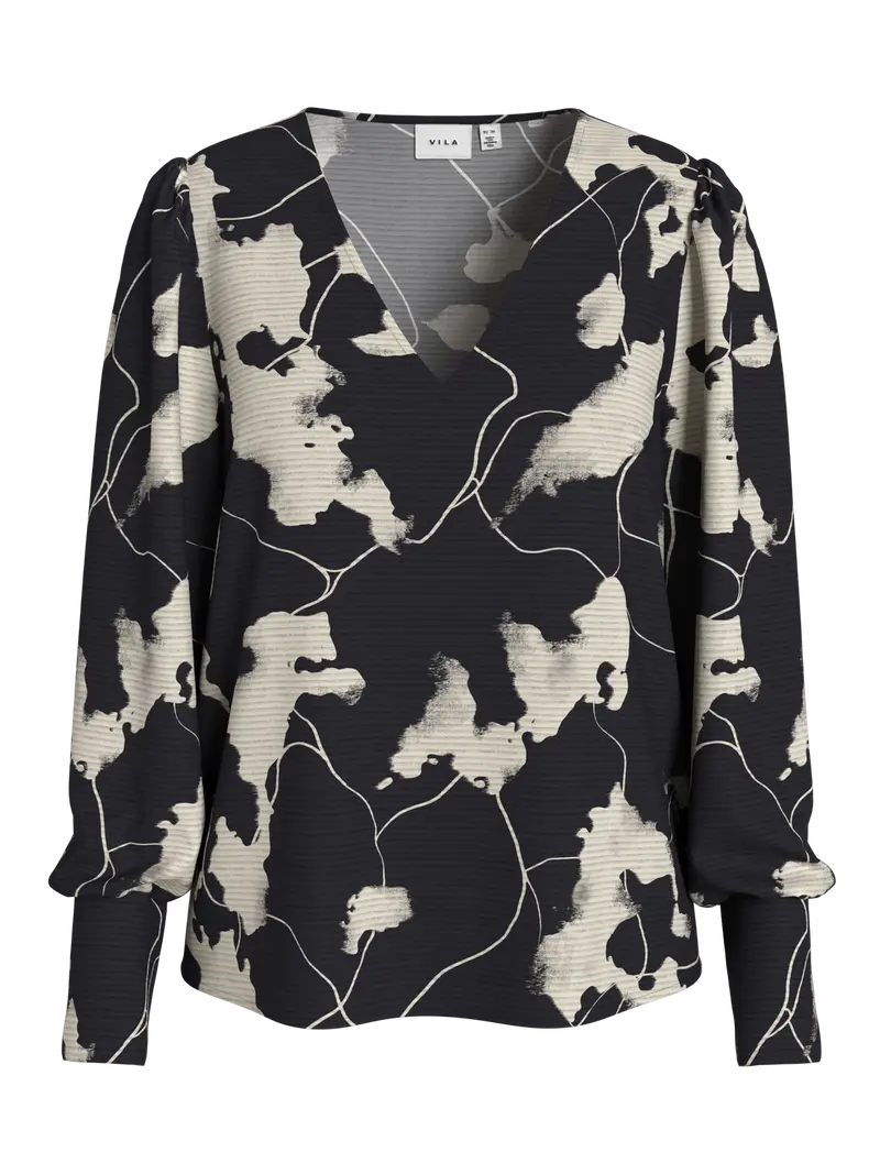 VIDESTY V-NECK LS CUFF DEATIL SHIRT/LR