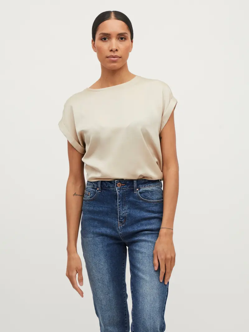VIELLETTE S/S SATIN TOP