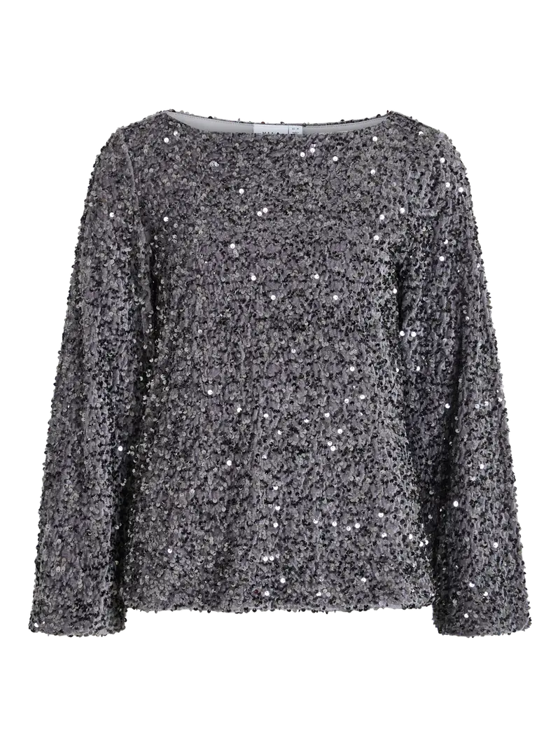 VIFAITH BOAT NECK L/S SEQUIN TOP CUR
