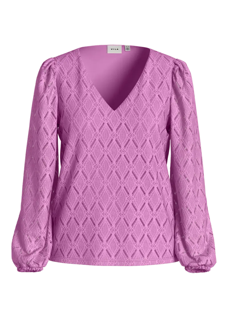 VIFERO V-NECK L/S TOP