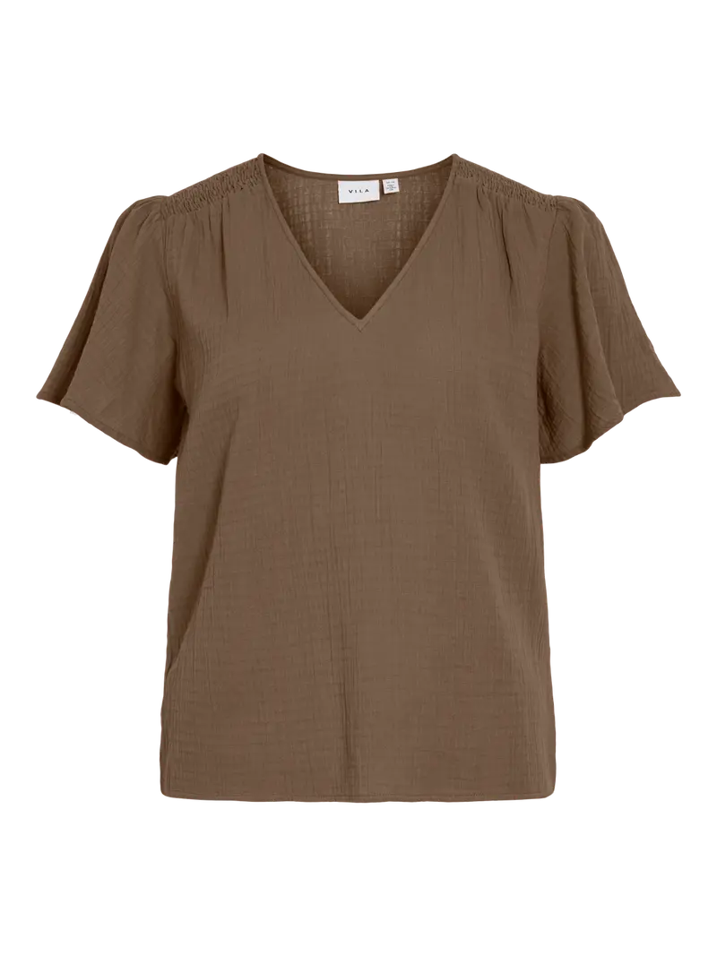 VILANIA V-NECK S/S DET. TOP