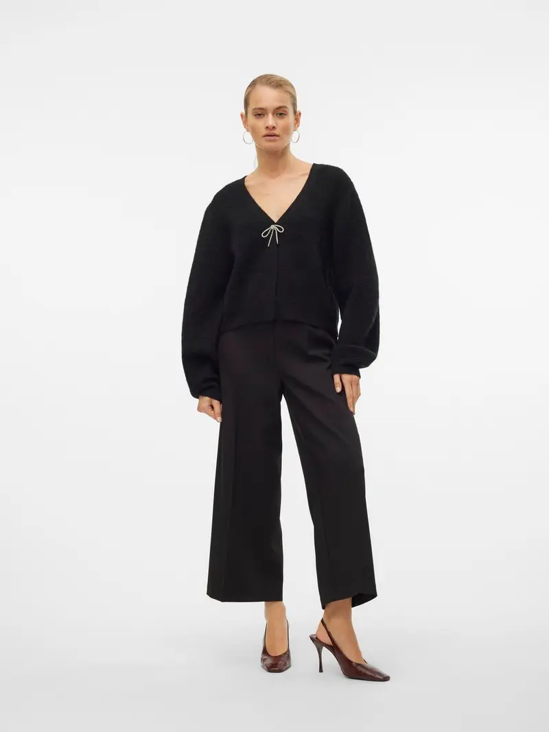 VMCAIA LS V-NECK BOW CARDIGAN