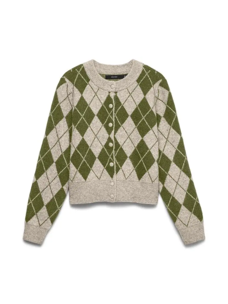 VMHALO LS O-NECK ARGYLE CARDI