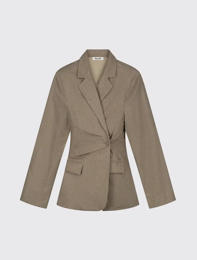 W Asymmetric Linen Blazer