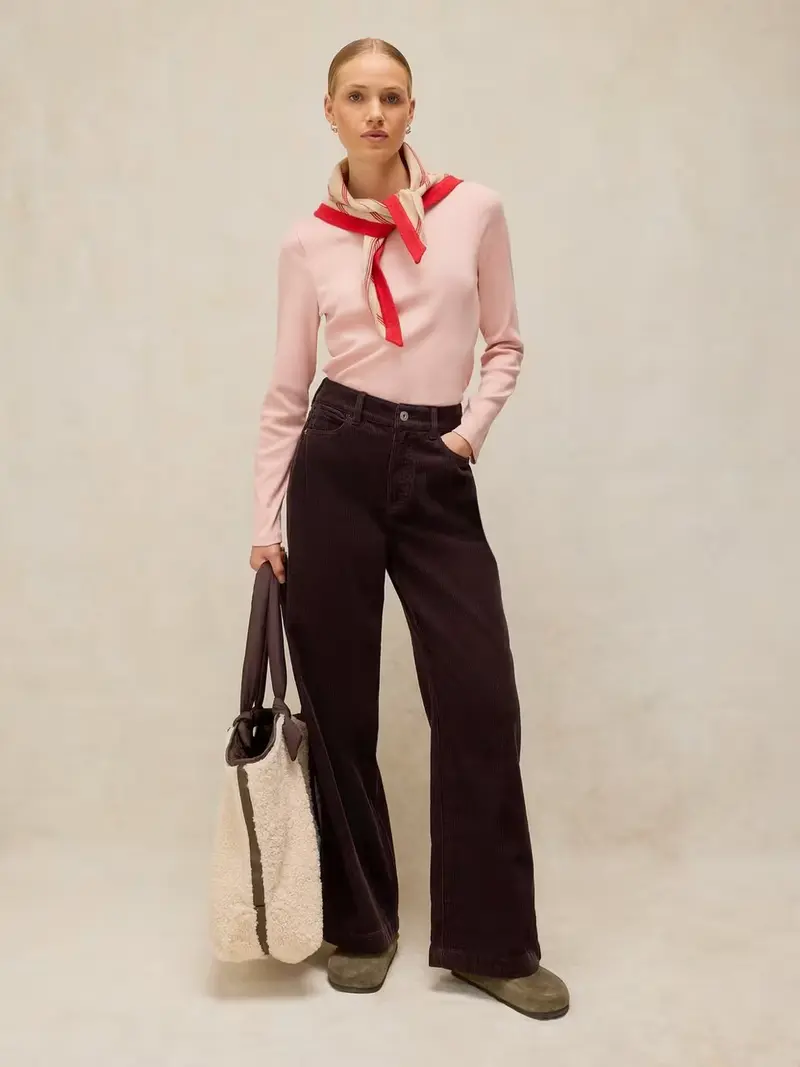 White Stuff - Ayla cord wide leg trouser - Dark brown