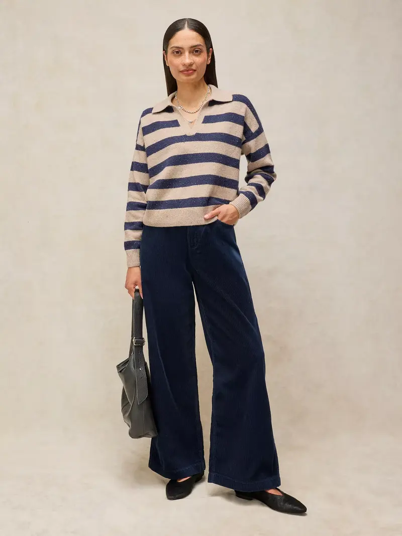 White Stuff - Ayla cord wide leg trouser - Dark Navy