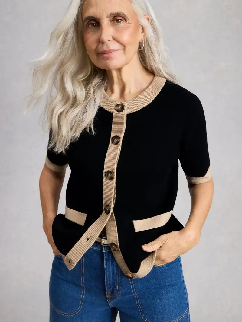 White Stuff - Charlotte short sleeve cardi - black multi