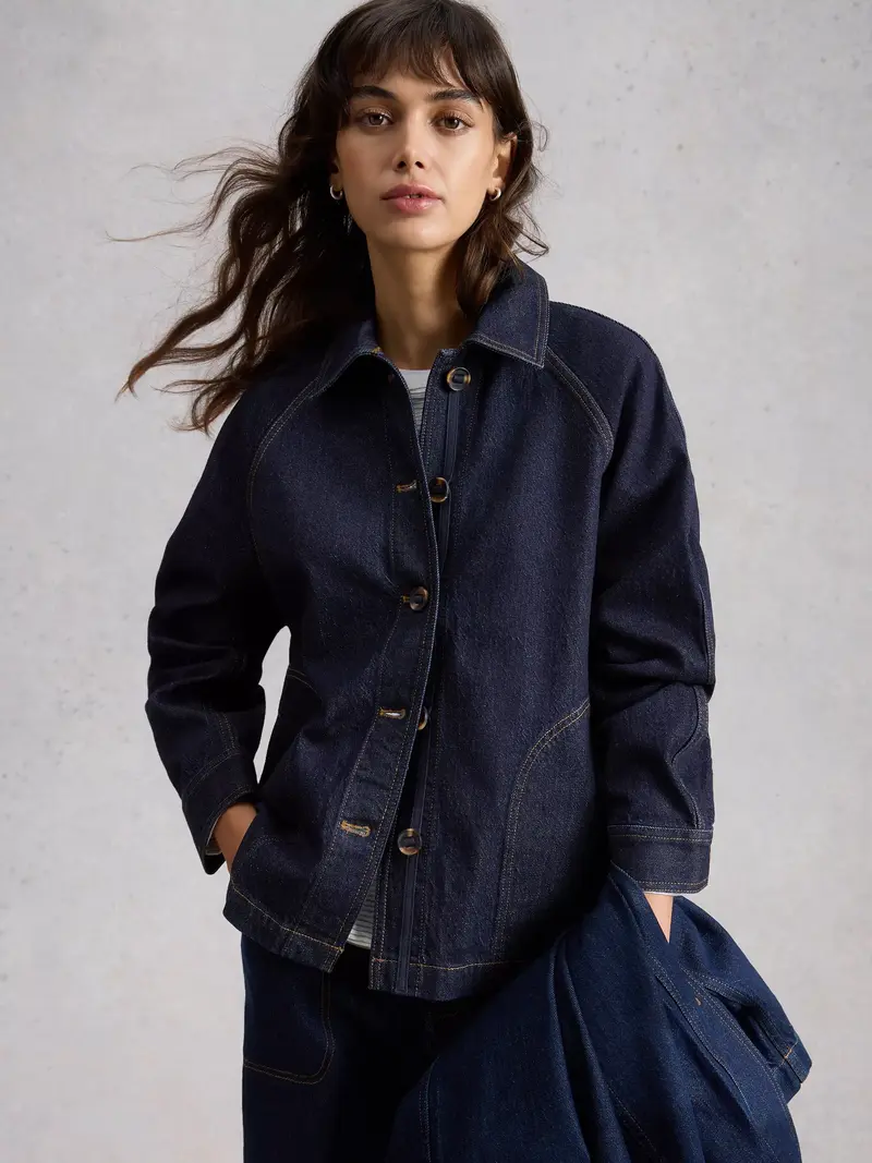 White Stuff - Denim Eden Collared jacket - Dk denim