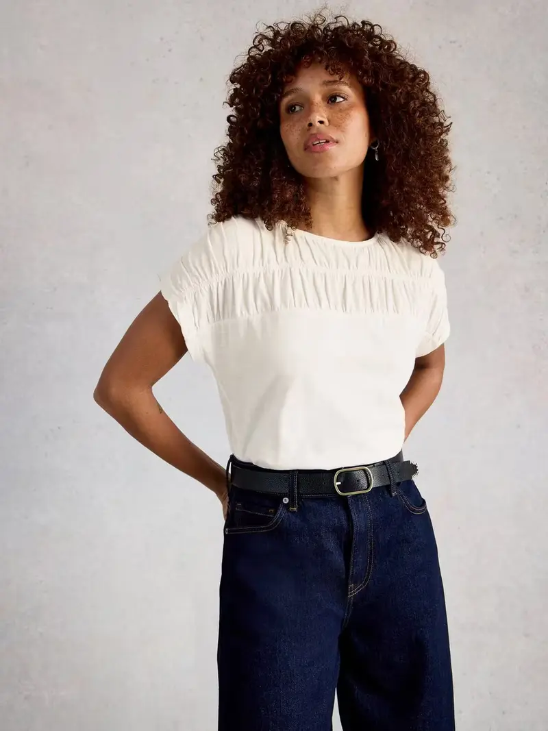 White Stuff - Rachel Ruched tee - Natural White