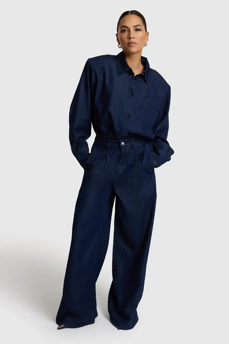 wide leg pants indigo denim