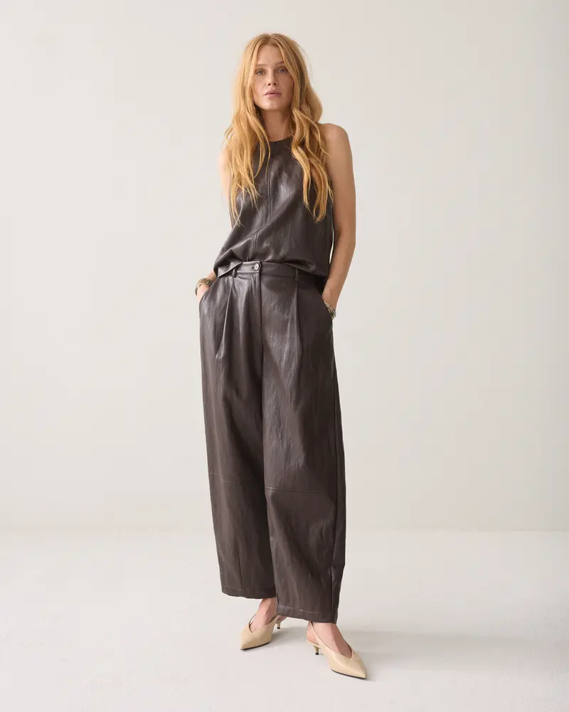 Wijde broek faux leather