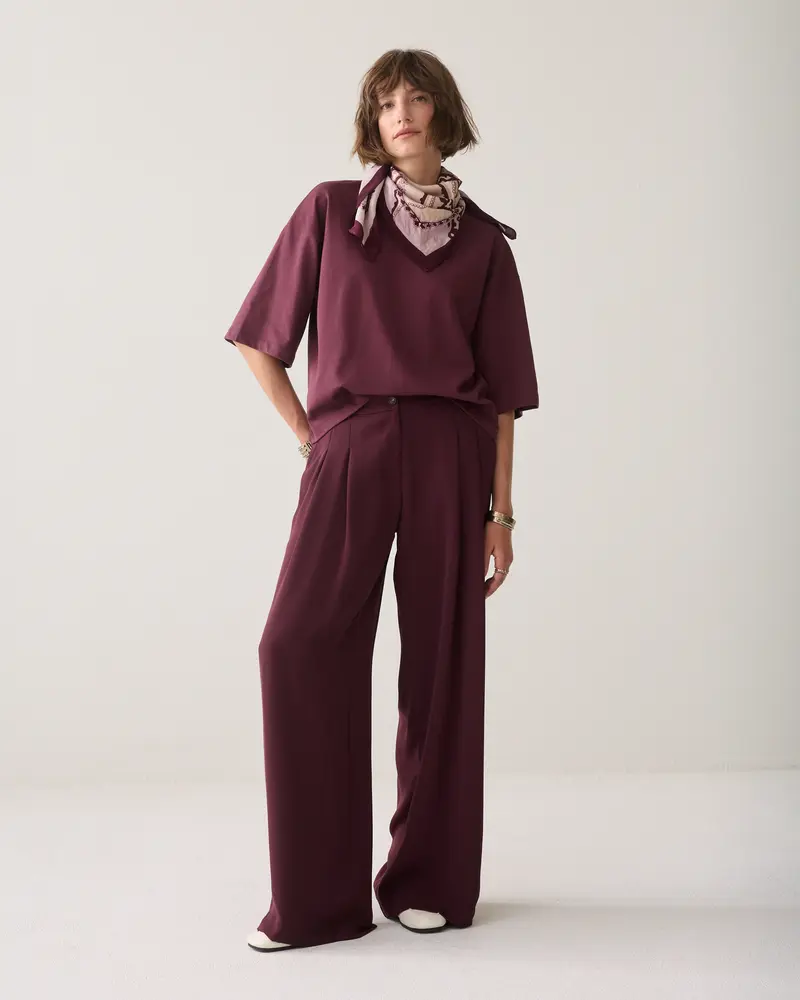 Wijde broek met bandplooien