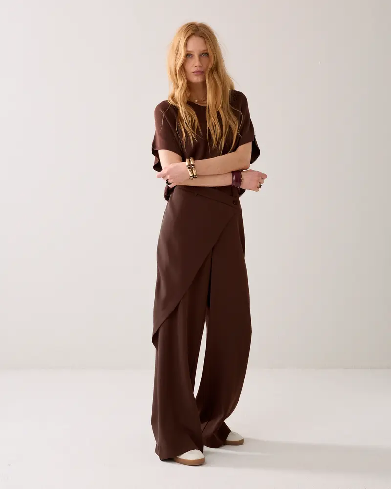 Wijde broek met overslag