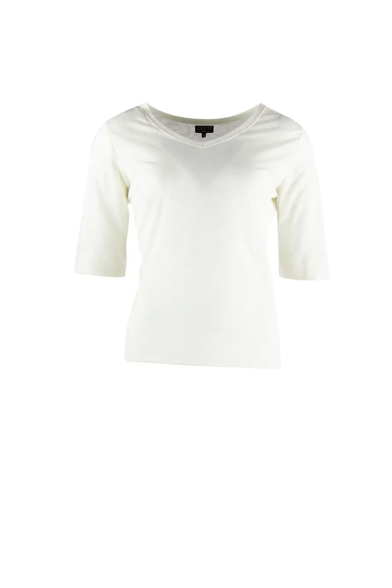 Wit T-Shirt van Linnen | Zilch Reversible Top Off White