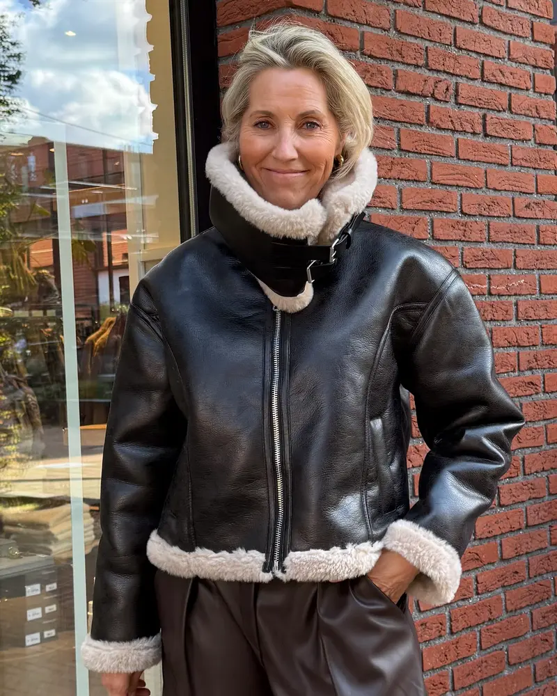 With Black Pop Aviator Jacket Chocolate