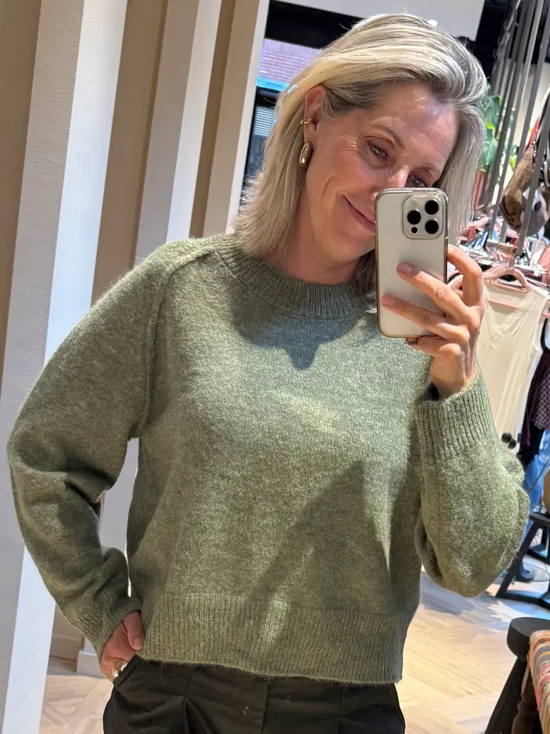 With Black Trui Andrea Avocado Green