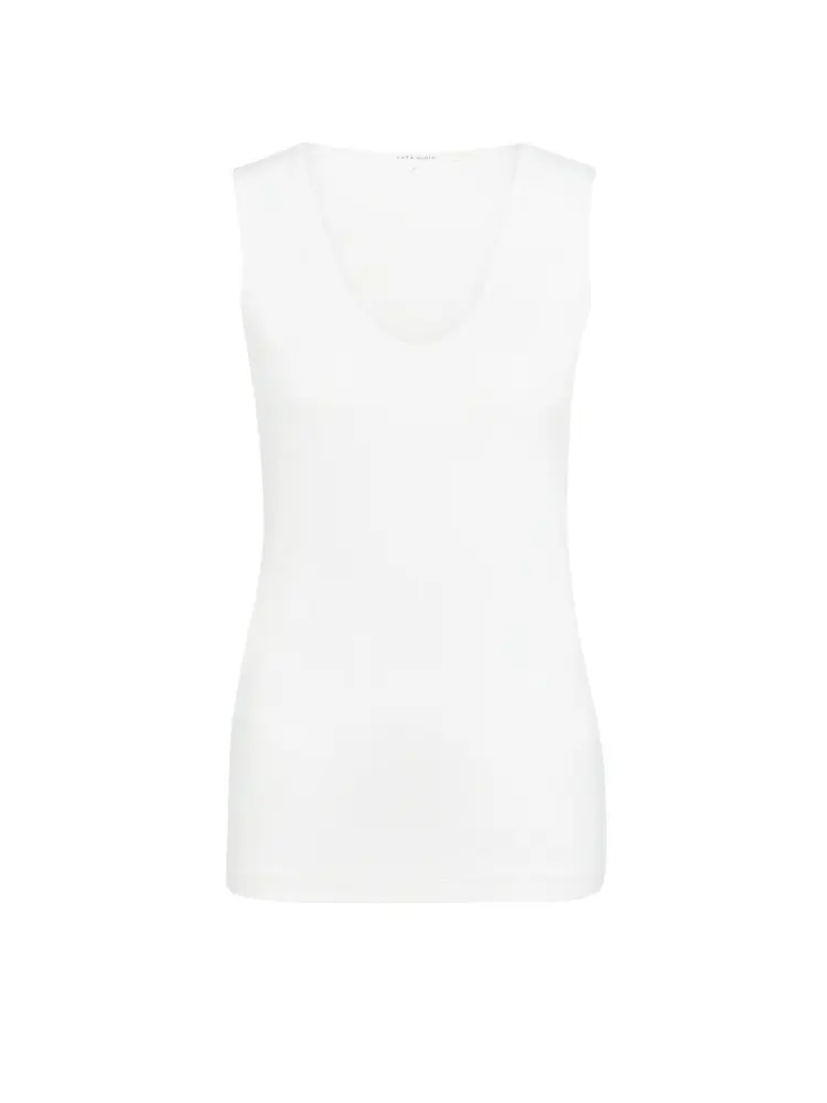 Yaya Singlet Ronde V-hals Wit