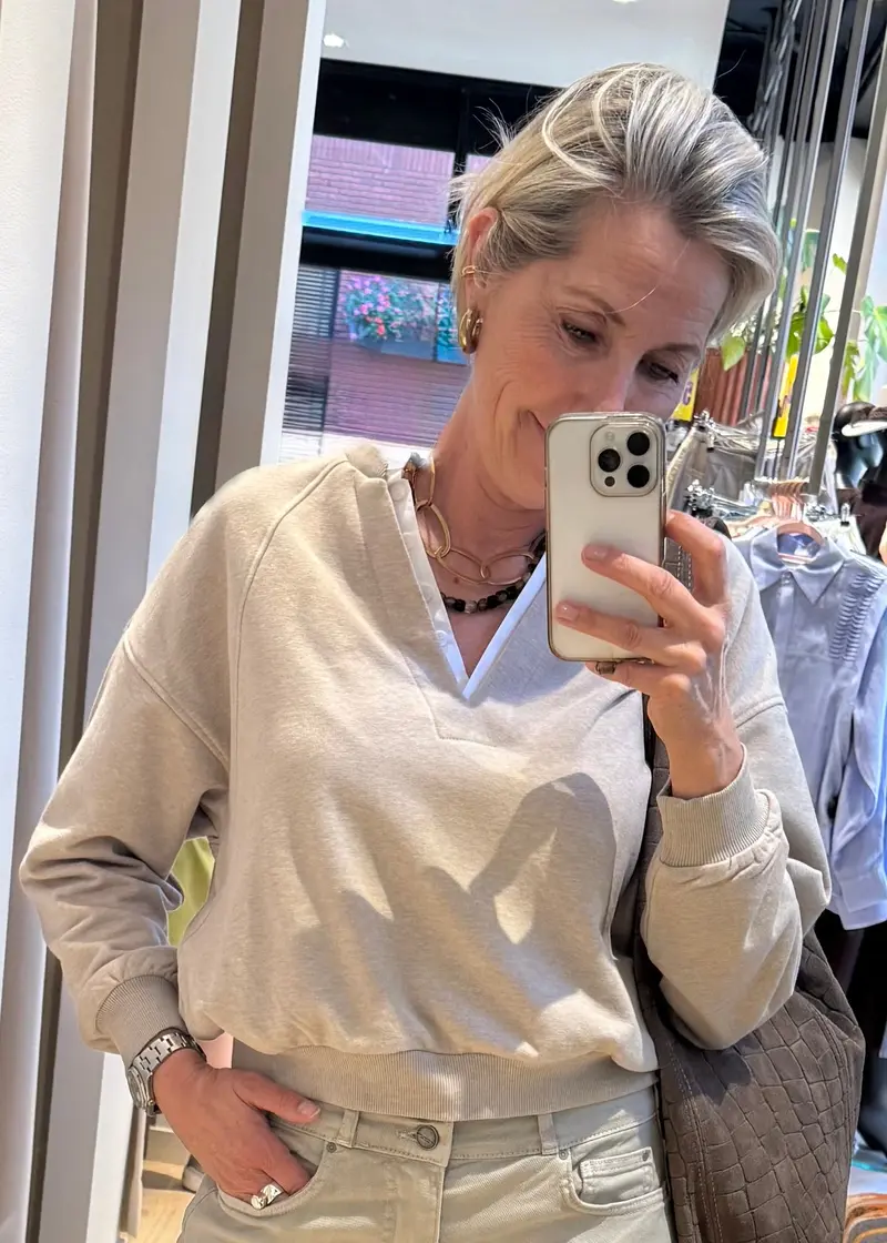 Yaya Sweater V-hals Cashmere Grey