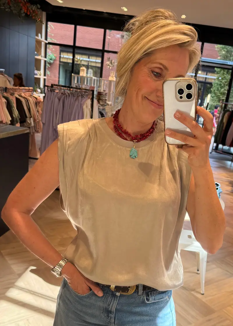 Yaya Top Silk Cashmere Grey