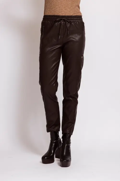 ZHRILL LEDERLOOK BROEK CHIARA brown