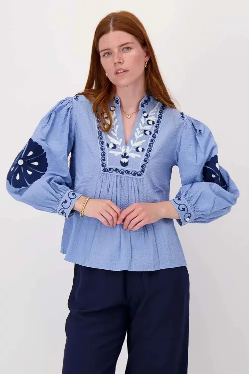 Zusss blouse met bloemen blauw