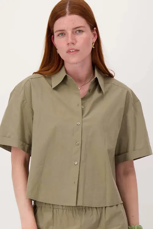 Zusss boxy blouse met korte mouw groen