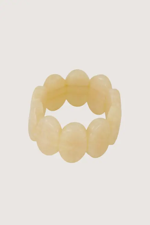 Zusss brede kralen armband beige
