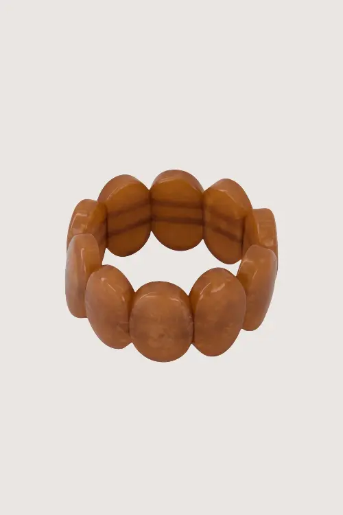Zusss brede kralen armband bruin
