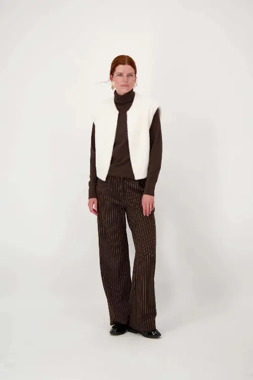 Zusss broek krijtstreep donker bruin