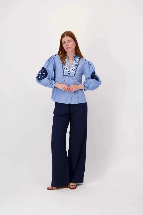 Zusss broek linnenlook blauw