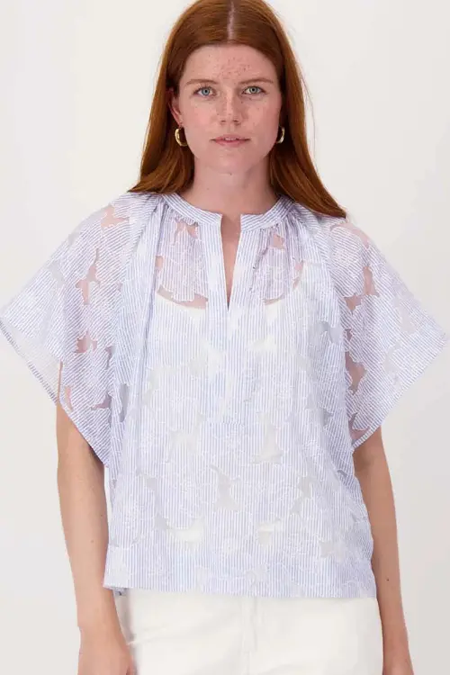 Zusss gestreepte organza blouse