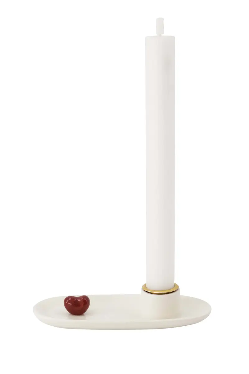 Zusss kandelaar keramiek hartje wit/rood