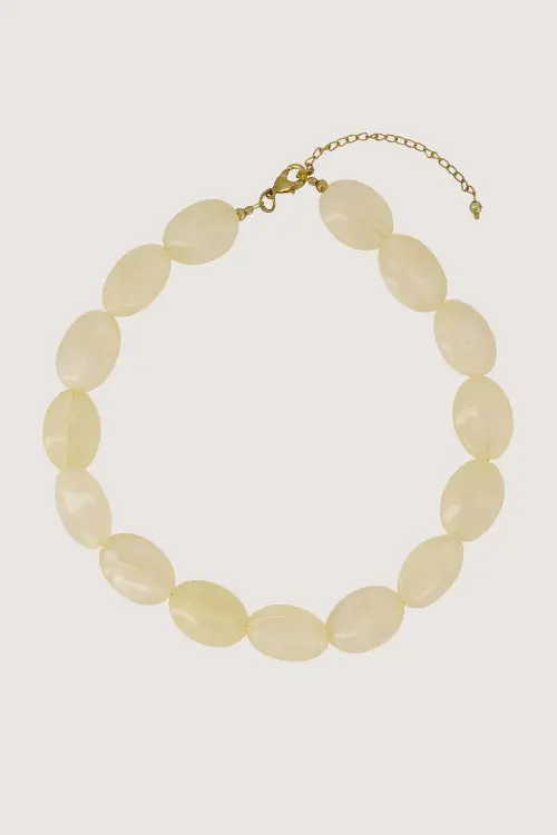 Zusss platte kralen ketting beige