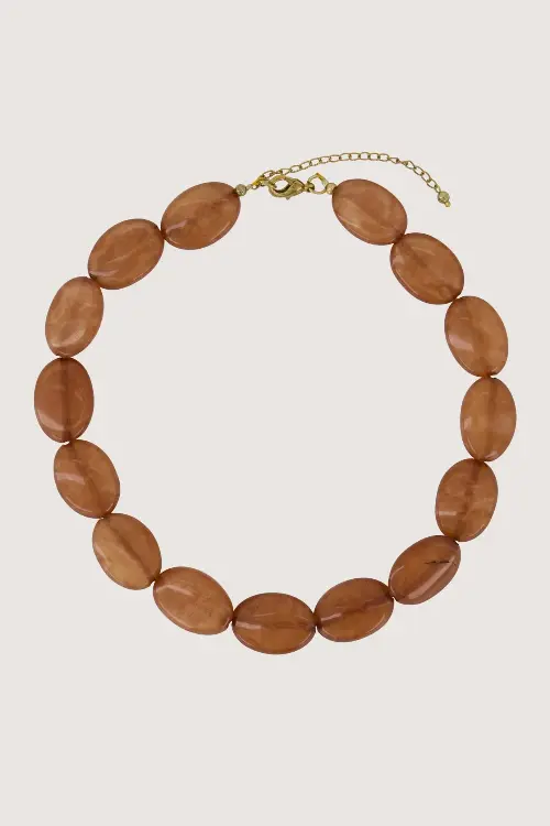 Zusss platte kralen ketting bruin