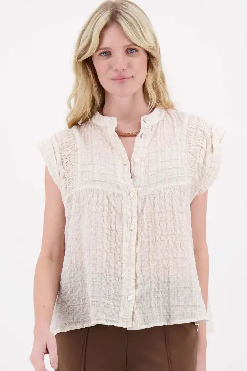 Zusss ruit blouse wit